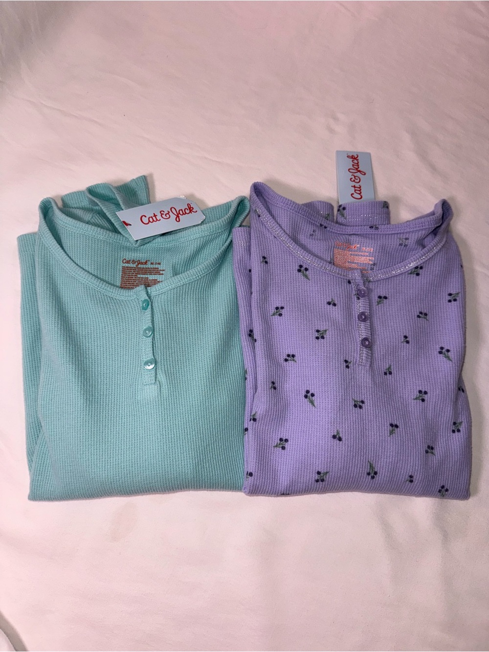 Cat & Jack Aqua Ribbed Henley Top 2 shirts